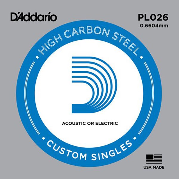 D'Addario PL026 Plain Steel Guitar Single String, .026